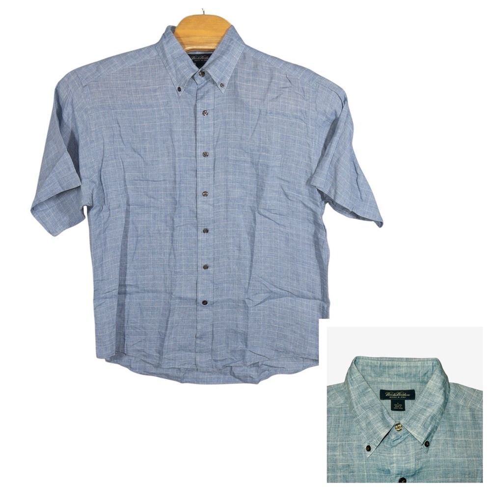 Brooks Brother‎ Vintage 100% Linen Button Up Shirt Mens Large Preppy Office